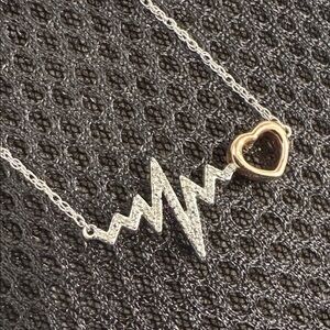 Sterling Rose Gold Diamond heartbeat necklace